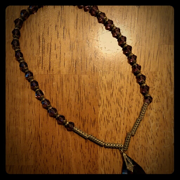 Vintage antique purple stone necklace